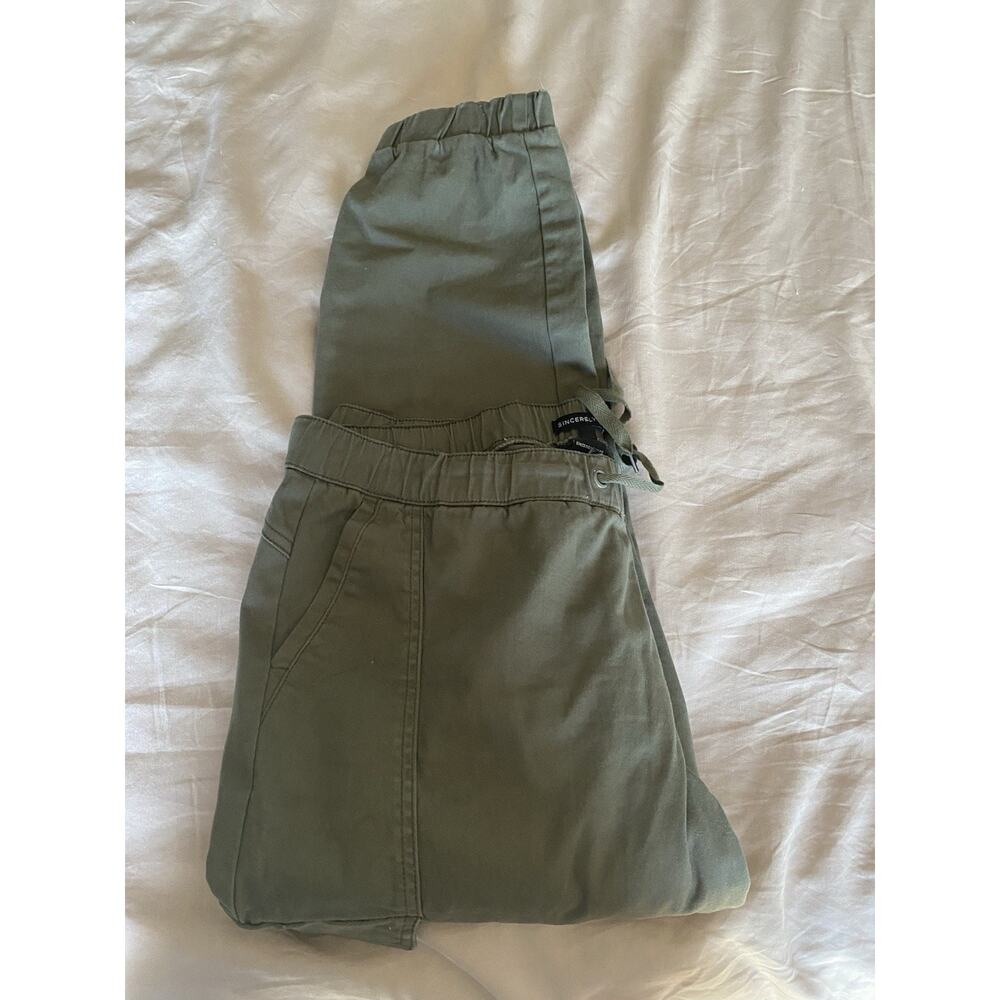 Sincerely Jules Army Green Cargo Moto Joggers Size XL Drawstring Side Pockets - Picture 8 of 8